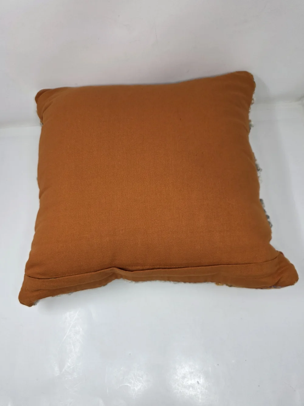 Pier 1 Mustard orange & Cream Textured Throw Pillow yarn/Knit/ Boho 16